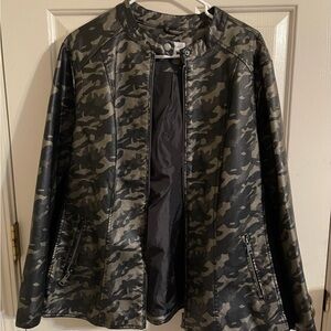 Avenue Metallic Camouflage Faux Leather Jacket 18/20